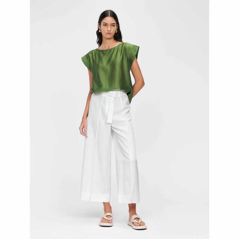 Veronika Maine Light Tencel Boat Neck Top image number 3